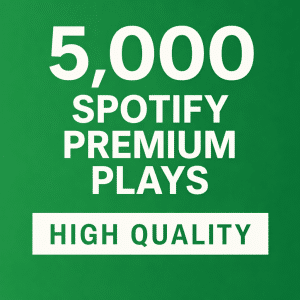 5,000 Spotify premium plays high quality streams graphic on green background