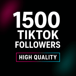 1500 TikTok followers high quality graphic with neon TikTok colors