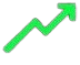 Green upward trending arrow icon on a transparent background.
